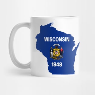 Wisconsin Flag State Outline AF (black) Mug